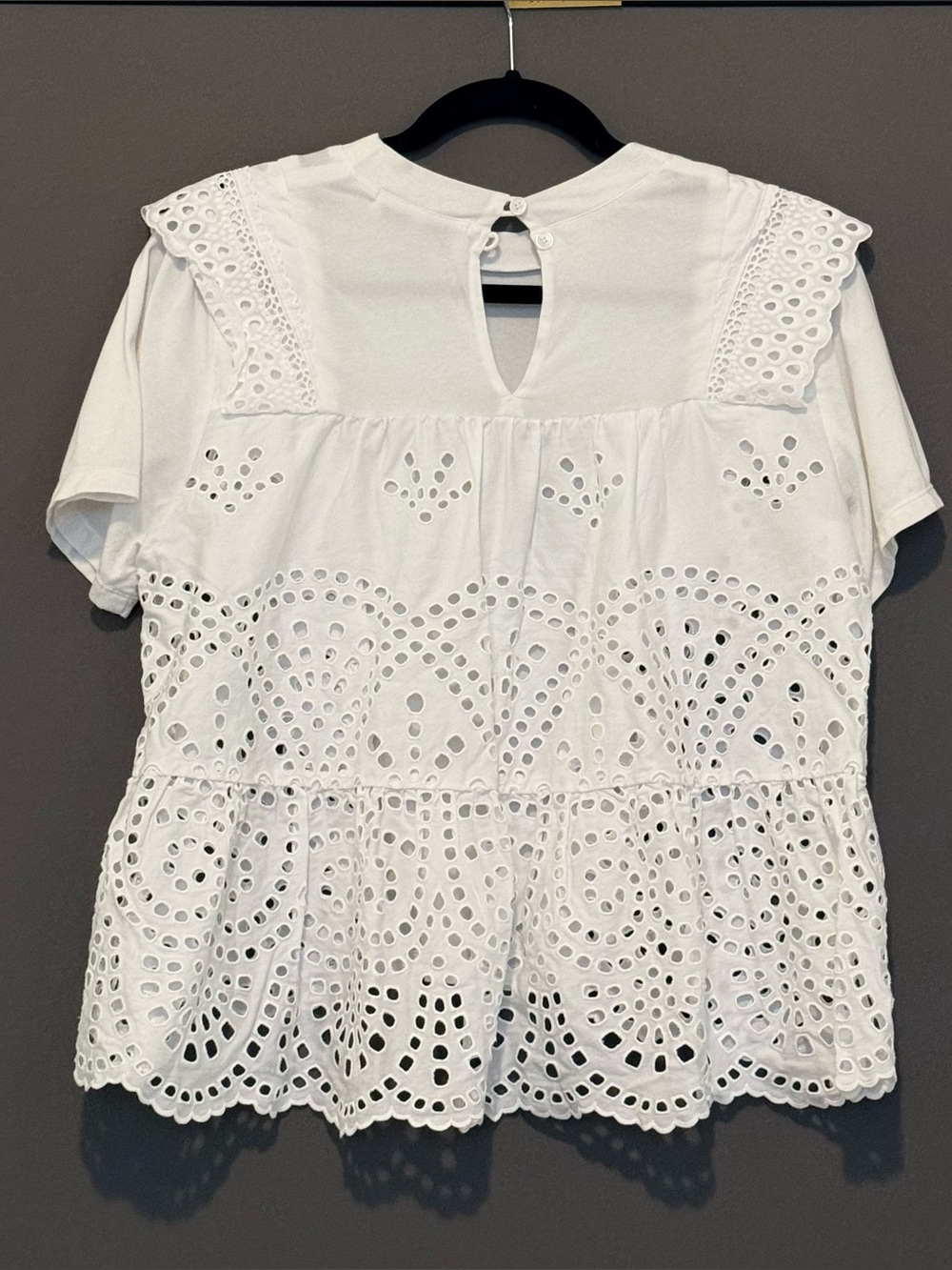 Sea New York Eyelet Lace Peplum Ruffle Top Women’s White XS Coquette - Picture 2 of 8